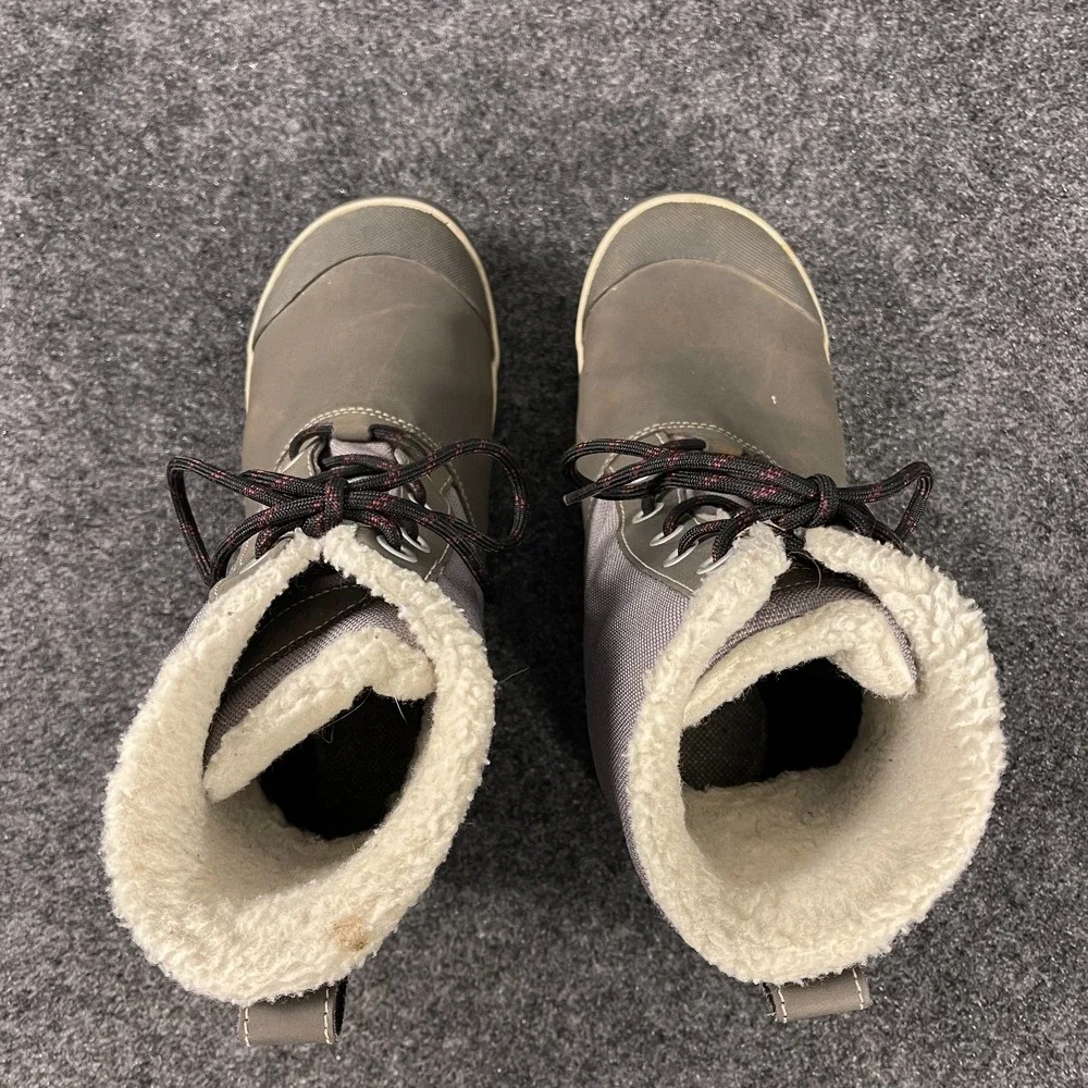 KEEN Elsa Boots Womens 9 Gray Waterproof Duck Winter Fleece Lined Lace Up